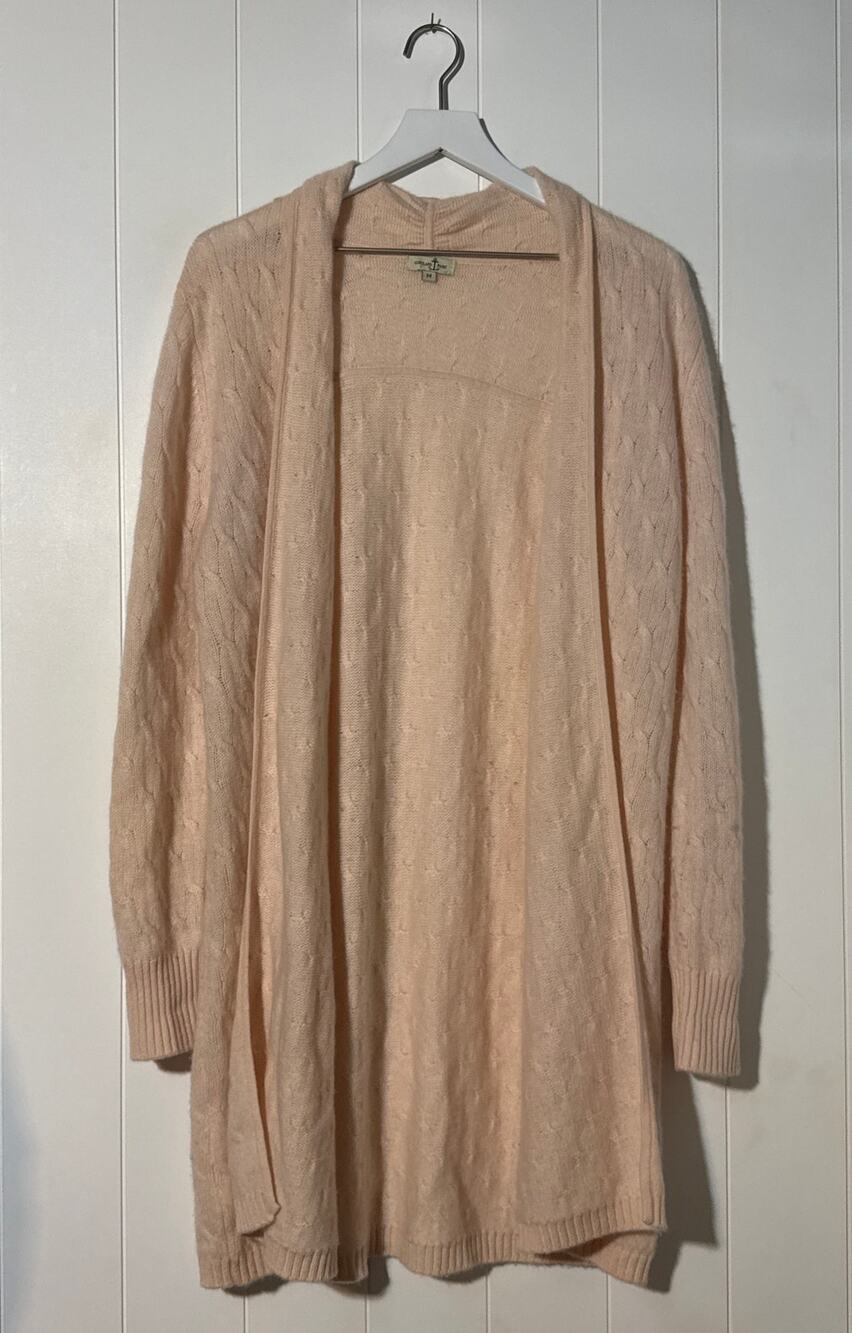 Cortland Park Womens M 100% Cashmere Cardigan Blush Pink Long Open Front